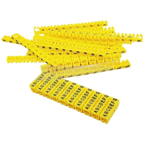 Labels Kabeletiketten, 390 Stück, Nylon-Kabelmarkierungen for 1,5/2,5/4/6 mm², gelb gefärbt, alphabetisch AZ, jeweils 15–10 Stück, for Unterscheiden von Drähten(M-0-390pcs) von JNHGSHUAISDF