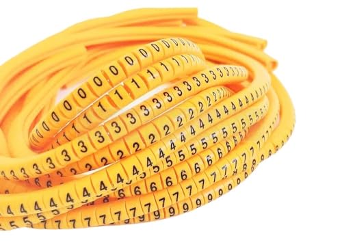 Labels Kabeletiketten, Kabelmarkierungsetikett EC-0, 5000 Stück, Drahtmarkierung, Nummer 0 bis 9, Kabelmanagement, farbige Drahtisolierung, PVC-Draht-Organizer-Hülsen(Ec-1-5000pcs-yellow) von JNHGSHUAISDF