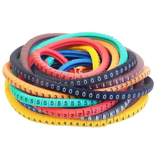 Labels Kabeletiketten, Kabelmarkierungsetikett EC-0, 5000 Stück, Drahtmarkierung, Nummer 0 bis 9, Kabelmanagement, farbige Drahtisolierung, PVC-Draht-Organizer-Hülsen(Ec-3-3000pcs-color) von JNHGSHUAISDF