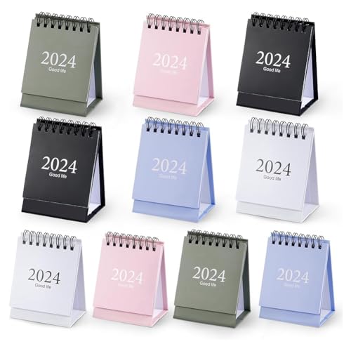 JNJOOD 10 Stück Mini-Tischkalender 2024, Mini-Tischkalender 2023–2024 – Läuft Von Oktober 2023 Bis Dezember 2024, Kleiner Tischkalender, Einfach zu Verwenden von JNJOOD