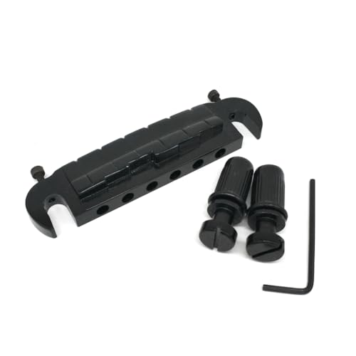 JNJOOD Verstellbarer Gitarrensteg, Kleiner Integrierter Steg, Saitenhalter, E-Gitarrensteg für LP-Style-E-Gitarrenteile, Schwarz von JNJOOD