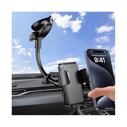 JNNJ Handyhalterung Auto, Verstellbarer 360 Grad Drehbar Einstellbare Ständer KFZ Handy Halterung, Universal Auto-Telefonhalterung Für Alle Mobiltelefone(Lang/Grau) von JNNJ