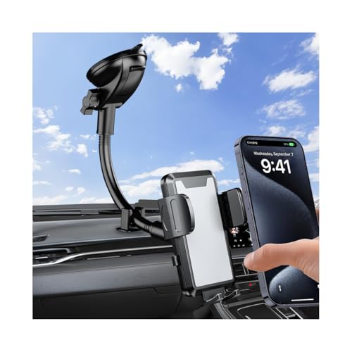 JNNJ Handyhalterung Auto, Verstellbarer 360 Grad Drehbar Einstellbare Ständer KFZ Handy Halterung, Universal Auto-Telefonhalterung Für Alle Mobiltelefone(Lang/Schwarz) von JNNJ