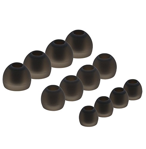 12 Ersatz Ohr Tipps Ohr Buds-Gels für S9/Note 8/S8 AKG Kopfhörer, jnsa Ohrstöpsel Eargels für Samsung Galaxy S9 S8 Note 8, SML 3 Größe 6 Paar Soft Silikon Tipps, SML, Schwarzgrau von JNSA