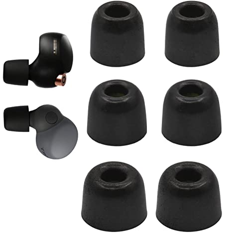 JNSA Foam4XM4B3P Ohrstöpsel aus Memory-Schaumstoff, Geräuschunterdrückung, kompatibel mit Sony WF-1000XM4 Kopfhörern, 3 Größen, 3 Paar, Schwarz von JNSA
