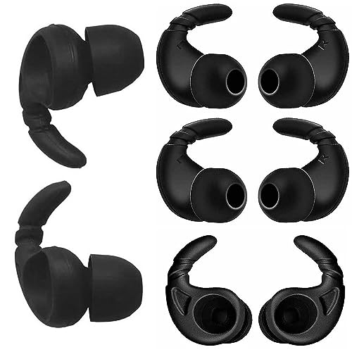 JNSA Ohrstöpsel für In-Ear-Kopfhörer, rutschfest, für In-Ear-Kopfhörer, 4 mm bis 6 mm, Düsenaufsatz, 4 Paar links und rechts, schwarz, HT4B von JNSA