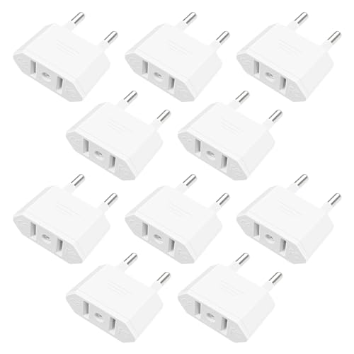 JOAASU 10 Stück US to EU Adapter, Adapterstecker USA auf EU, Reisestecker auf EU/2 Pin Europa Stecker, EU Stecker Adapter, Us Stecker Adapter Auf Eu, US auf EU Reiseadapter für Geräte mit USA (Weiß) von JOAASU