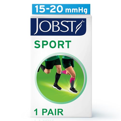 JOBST Unisex Sport Knee High 15-20 mmhg Athletic Compression Socks, Large, Blue/Grey von JOBST