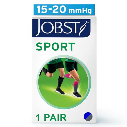 JOBST Unisex Sport Knee High 15-20 mmhg Athletic Compression Socks, X-Large, Blue/Grey von JOBST