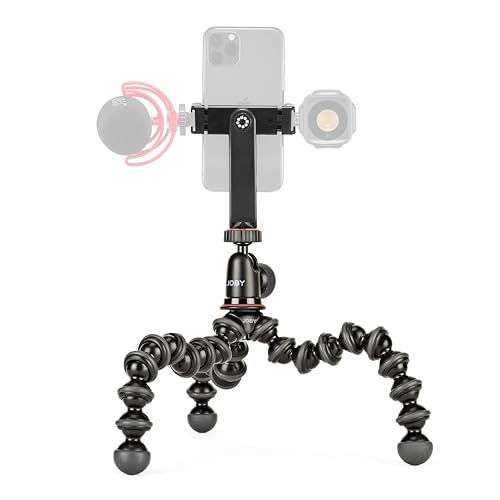 JOBY GorillaPod 1K GripTight 360 Mount kit, Kompaktes Flexibles Stativ 1K und Kugelkopf mit Drehbarem Telefonhalter, Landschafts- oder Porträtmodus, Doppelter Cold Shoe, Maximale Traglast 1kg (2,2lb) von JOBY