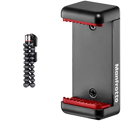 JOBY JB01491-0WW GripTight ONE + GP Stativ Universal-Handy-Halter + GorillaPod Flexi-Stativ, Handystativ, Stativ für Handy, Handy Stativ Halterung & Manfrotto MCLAMP Smartphone Halterung, schwarz von JOBY