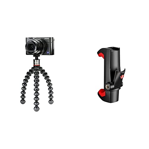 JOBY JB01502-BWW GorillaPod 500 Flexibles Ministativ (mit integriertem Kugelkopf für kompakte und 360-Grad-Kameras, Traglast bis zu 500 g) & Manfrotto - Smartphone Halterung, Pro Version von JOBY