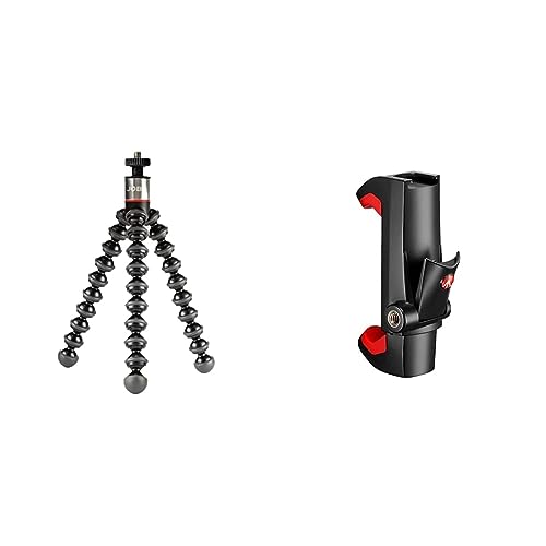 JOBY JB01505-BWW GorillaPod 325 (Flexibles Ministativ mit integriertem Kugelkopf für kompakte und 360-Grad-Kameras, Traglast bis zu 325 g) & Manfrotto - Smartphone Halterung, Pro Version von JOBY