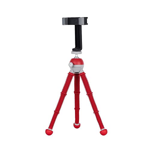 JOBY PodZilla Medium Kit, Flexibles Stativ mit GripTight 360 Handyhalterung, Phone Stativ von den GorillaPod Entwicklern, kompatible mit iPhone, Smartphones, Action Cam, Geräte bis zu 1kg, Rot von JOBY