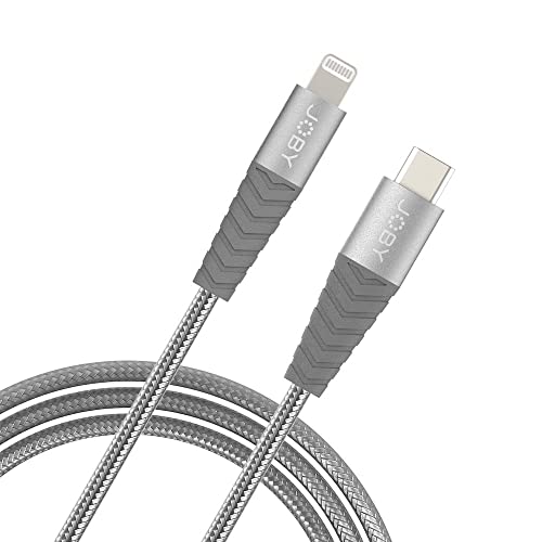 JOBY USB-C Lightning Kabel, 2m Länge, Space Gray, Kompatibel mit iPhone, iPad und iPod, MFi-Zertifiziert von JOBY