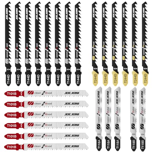 JOEJONI Stichsägeblätter Set, 25tlg T-Schaft Stichsägeblätter, Sägeblätter Stichsäge mit Aufbewahrungskoffer, Stichsägen Zubehör für Holz, Kunststoff und Metall JOEJONI Stichsägeblätter Set, 25tlg T-Schaft Stichsägeblätter, Sägeblätter Stichsäge mit Aufbewahrungskoffer, Stichsägen Zubehör für Holz, Kunststoff und Metall von JOEJONI