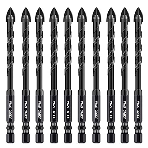 JOERIC 5 mm Betonbohrer-Set, 10 Stück, 3/16 Zoll Steinbohrer-Set, Keramik-Ziegelbohrer, industrielle Hartmetallspitze YG6X, Sechskantschaft für Glas, weiche Keramikfliesen, Spiegel, Kunststoff. JOERIC 5 mm Betonbohrer-Set, 10 Stück, 3/16 Zoll Steinbohrer-Set, Keramik-Ziegelbohrer, industrielle Hartmetallspitze YG6X, Sechskantschaft für Glas, weiche Keramikfliesen, Spiegel, Kunststoff. von JOERIC