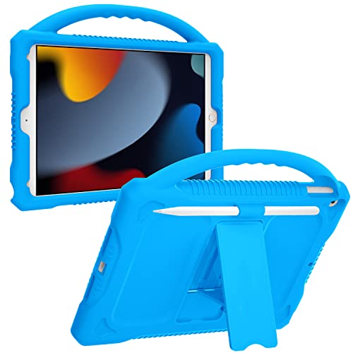 JOGUIIA Kinder-Schutzhülle für iPad 10.2 Zoll (25,9 cm), stoßfest, Silikon, mit Griff-Ständer für Apple iPad 10,2 Zoll, Hellblau von JOGUIIA