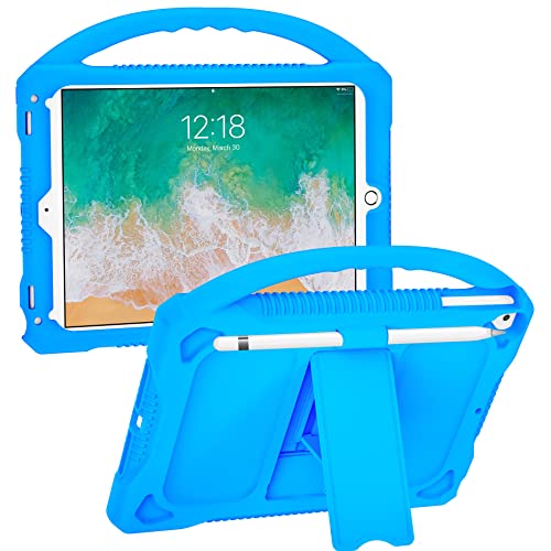 iPad 6./5.Generation Hülle für Kinder,JOGUIIA Premium Silikonhülle für iPad 9,7 Zoll 2018/2017,Eingebauter Standgriff iPad Air/Air 2(Blau) von JOGUIIA