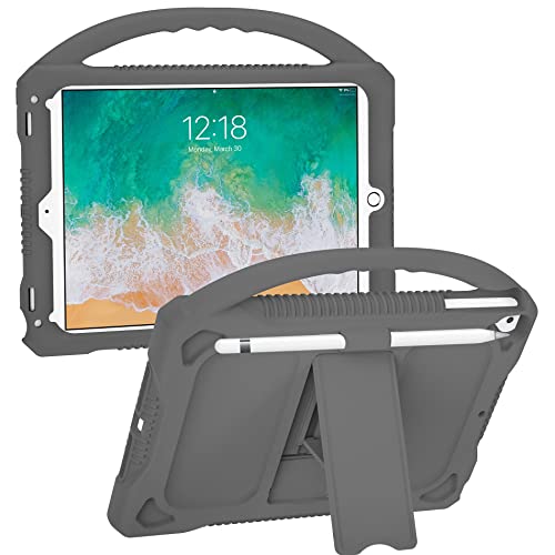 iPad 6./5.Generation Hülle für Kinder,JOGUIIA Premium Silikonhülle für iPad 9,7 Zoll 2018/2017,Eingebauter Standgriff iPad Air/Air 2(Grau) von JOGUIIA