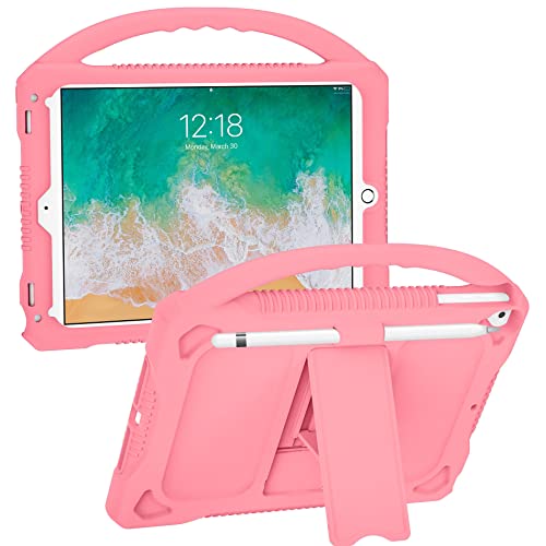 iPad 6./5.Generation Hülle für Kinder,JOGUIIA Premium Silikonhülle für iPad 9,7 Zoll 2018/2017,Eingebauter Standgriff iPad Air/Air 2(Rosa) von JOGUIIA