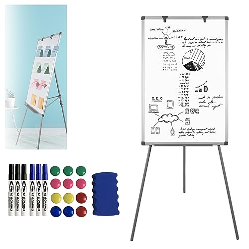 JOIEYOU Whiteboard mit Ständer, Flipchart Ständer Höhenverstellbar, Magnetisches Whiteboard Abwischbar,mit Haken, Magnet, Ablageschale für Stifte,90 x 60 cm (Type B) von JOIEYOU