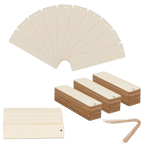 JOIKIT 100 Stück Holz Lesezeichen Rohlinge, 12 x 3,2 cm Holz Lesezeichen Blanko, DIY Lesezeichen rechteckig mit Löchern und Seilen für Ornamente JOIKIT 100 Stück Holz Lesezeichen Rohlinge, 12 x 3,2 cm Holz Lesezeichen Blanko, DIY Lesezeichen rechteckig mit Löchern und Seilen für Ornamente von JOIKIT