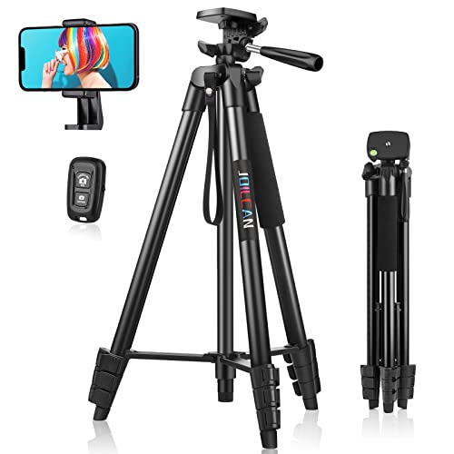 JOILCAN Handy Stativ für Smartphone, 63" Ausziehbar Aluminium Stative Tripod Ständer mit Fernauslöser, Einbein Selfie Stick Stativ für iPhone/Samsung/Huawei Serie/Kleine Kamera, für iOS/Android von JOILCAN