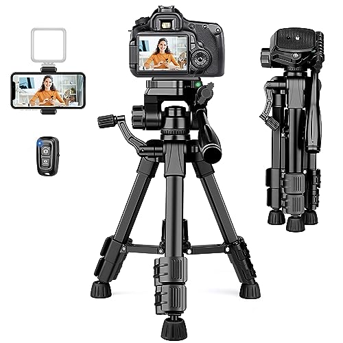 JOILCAN Mini Stativ 63.5cm, Aluminium Kamera Stativ für Cannon/Sony/DSLR Kamera/Video Camcorder/Projektoren, Leichtes Tischstativ Dreibein Stativ für Smartphone mit Handyhalterung & Fernauslöser von JOILCAN