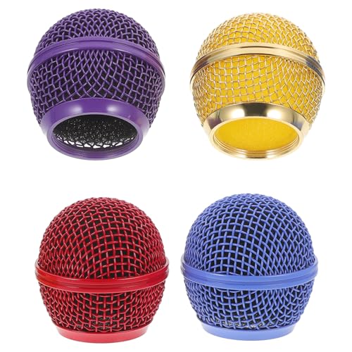 JOINPAYA 4 Stück Farbiges Mikrofongitter Karaoke Mikrofon Zubehör Mikrofon-mesh-kopf Sender Mikrofonhülsen Mikrofon Mikrofonabdeckung Ersatz-kugelkopfnetz Für Mikrofonabdeckungen Metall von JOINPAYA