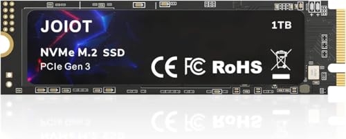 JOIOT NVMe SSD 1TB PCIe Gen3x4 M.2 2280 Interne Solid State Drive mit 3500 MB/s Lesen und 3200 MB/s Schreiben Hochgeschwindigkeits-SSD für Gaming Laptop PC Desktop Schwarz von JOIOT