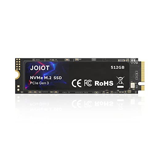 JOIOT NVMe SSD 512GB PCIe Gen3x4 Interne SSD M.2 2280 Lesen 3500 MB/s Schreiben 3200 MB/s Solid State Drives für Gaming Laptop PC Desktop Höchstgeschwindigkeit Schwarz von JOIOT