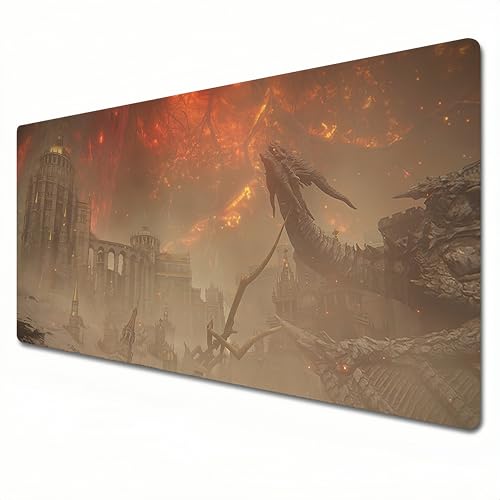 Elden Ring Shadow of the Erdtree Mauspad, XL, erdig-gelb, großes Gaming-Mauspad, 800 x 300 cm, genähter Rand und Schreibtischunterlage für Heimbüro, XL von JOJTETTY