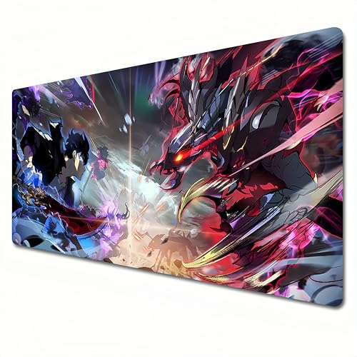 Solo Leveling Mauspad, XXL, lila, großes Anime-Mauspad, 900 x 400 cm, genähte Kanten und Schreibtischunterlage für Heimbüro, Sung Jin-woo (A05, XXL) von JOJTETTY