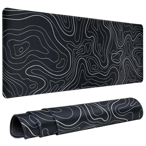 JOKBEN Mauspad XXL Erweiterte Große Maus Pad Große,Gaming Mauspad Mouse Pad Schreibtisch Pad, 31.5x11.8inch Lange Tastatur Matte Mousepad 3mm Rutschfester Basis und genähter Rand (SchwarzeL) von JOKBEN