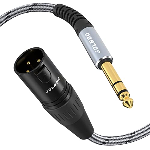 JOLGOO 1/4 Zoll TRS-auf-XLR-Stecker-Kabel, symmetrischer 6,35-mm-TRS-Stecker auf 3-poligen XLR-Stecker, Viertelzoll-TRS-Stecker auf XLR-Stecker-Mikrofonkabel, 2 Meter von JOLGOO