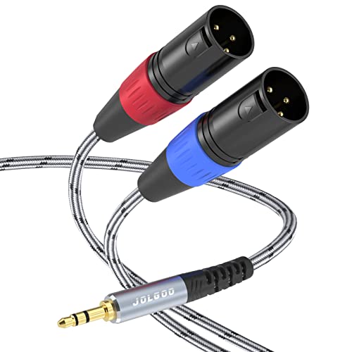 JOLGOO 3,5 mm TRS auf Dual XLR Male Pro Stereo Breakout Kabel, 1/8 Zoll TRS Stereo auf 2 XLR Male Y Splitter Patch Mikrofon Kabel, 15 Feet von JOLGOO