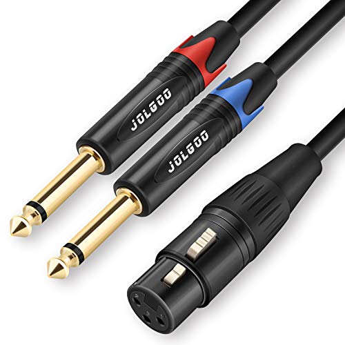 JOLGOO XLR-Buchse auf Dual 1/4" TS Mono Y-Splitter-Mikrofonkabel, XLR-Buchse auf Dual 6,35 mm TS Y-Adapterkabel, 1 Meter von JOLGOO