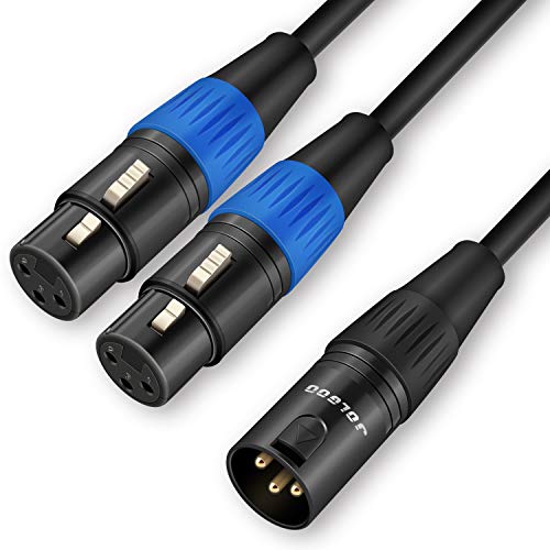 JOLGOO XLR Splitter Kabel, Dual XLR Female zu XLR Male Y Splitter Mikrofonkabel, XLR 2 Female zu 1 Male Kabel, 0,5m von JOLGOO