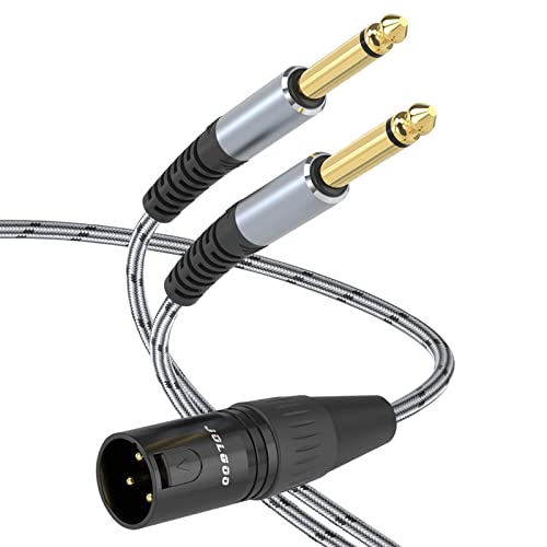 JOLGOO XLR-Stecker auf Dual 1/4" TS Mono Y-Splitter-Mikrofonkabel, XLR-Stecker auf Dual 6,35 mm TS Y-Adapterkabel, 1 Meter von JOLGOO