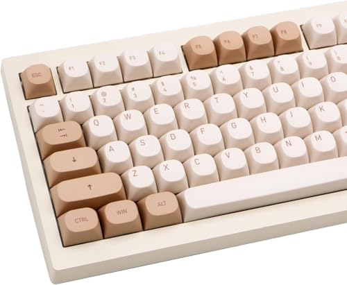 119 Tasten Retro Minimalistisch Braun und Grau Keycaps, Custom MA Profil PBT Dye Sub Key Caps für ANSI Layout Cherry MX Mechanische Tastaturen (Nur Keycaps) von JOLINTAL