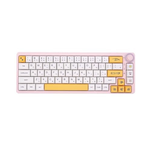 ALINZO 140 Tasten Keycaps Honey-Milk Gelb PBT XDA Profile Geeignet für mechanische Gaming Tastaturen Japanisches Thema Thermische Sublimation Honig und Milch von ALINZO