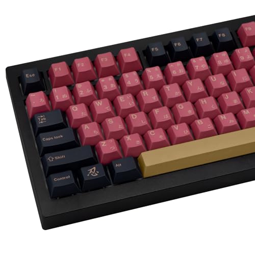 JOLINTAL 129 Tasten Japanische Keycaps Rote Samurai Keycaps, PBT Cherry Keycaps, Rote und Schwarze Anime Tastenkappen Custom Tastenkappen, Fünfeckiger Dye-Sub Keycaps für ANSI Mechanische Tastatur von JOLINTAL