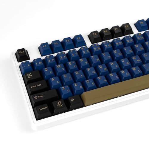 JOLINTAL Blaue Samurai Theme Japanische Keycaps - 129 Tasten Tastatur Tastenkappen, PBT Material Cherry Profile Keycap für Cherry Mx Mechanische Tastatur von JOLINTAL