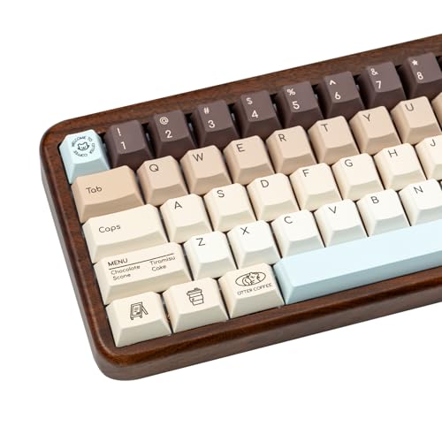 JOLINTAL 130 Tasten Retro Minimalist Keycaps, PBT Cherry Profil Keycap Custom, Fünf Seiten Dye Sublimation Creme Braun und Weiß Keycap Set für Cherry MX Switches ANSI Layout Mechanische Tastatur von JOLINTAL