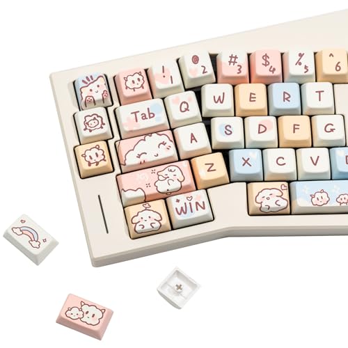 JOLINTAL PBT 74 Tastenkappen, niedliches Pink, MDA-Profil-Tastenkappen, Farbstoff-Sublimation, Kawaii, mechanische Tastatur-Tastenkappen für Cherry Gateron MX Switches Tastatur von JOLINTAL