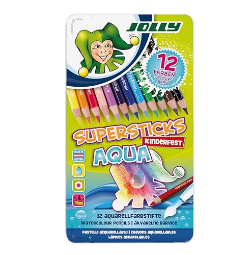 JOLLY Buntstift Supersticks Kinderfest AQUA, 12er-Met.Etui von JOLLY