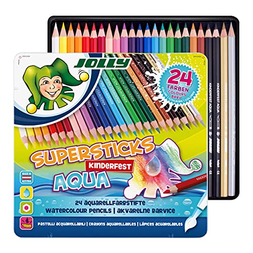 JOLLY Buntstift Supersticks Kinderfest AQUA, 24er-Met.Etui von JOLLY