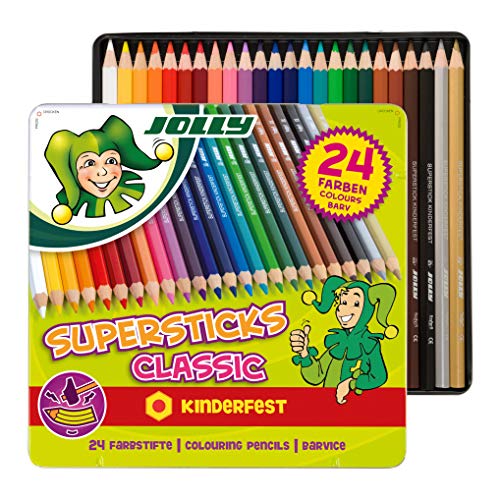 JOLLY Buntstifte Supersticks Kinderfest | Bruchfeste & ungiftige Farbstifte | Made in Austria | 24 Stifte von JOLLY
