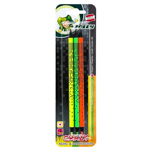 JOLLY Crazy Neon Graphitstifte, 3er Blister, HB-Graphit und Neonminen in einem Stift, zum Schreiben, Markieren, Unterstreichen, Neon-Design, leuchtende Farben, für Schule, Kreativität, Skizzen JOLLY Crazy Neon Graphitstifte, 3er Blister, HB-Graphit und Neonminen in einem Stift, zum Schreiben, Markieren, Unterstreichen, Neon-Design, leuchtende Farben, für Schule, Kreativität, Skizzen von JOLLY